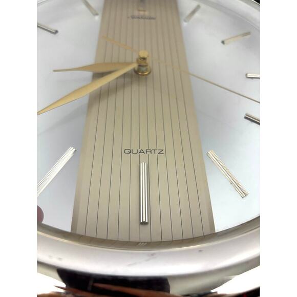 VTG Sunbeam Quartz Battery Movement Clear Gold Wall Clock Tested 1990s - Picture 2 of 9